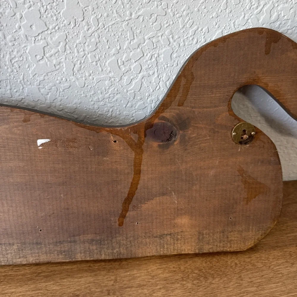 Vintage Handmade Wood Goose Silhouette Hanger W/ 4 Pegs Cottage Core Farmhouse